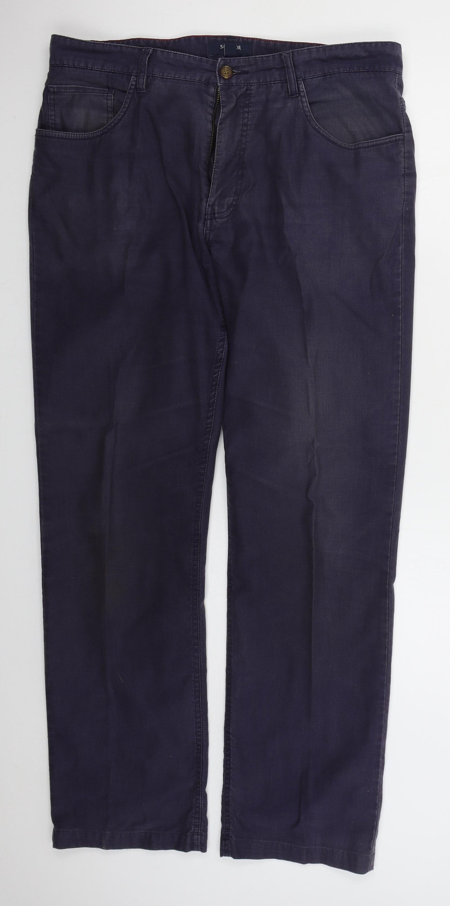 Sacoor Mens Blue  Cotton Trousers  Size 36 L32 in Regular Button