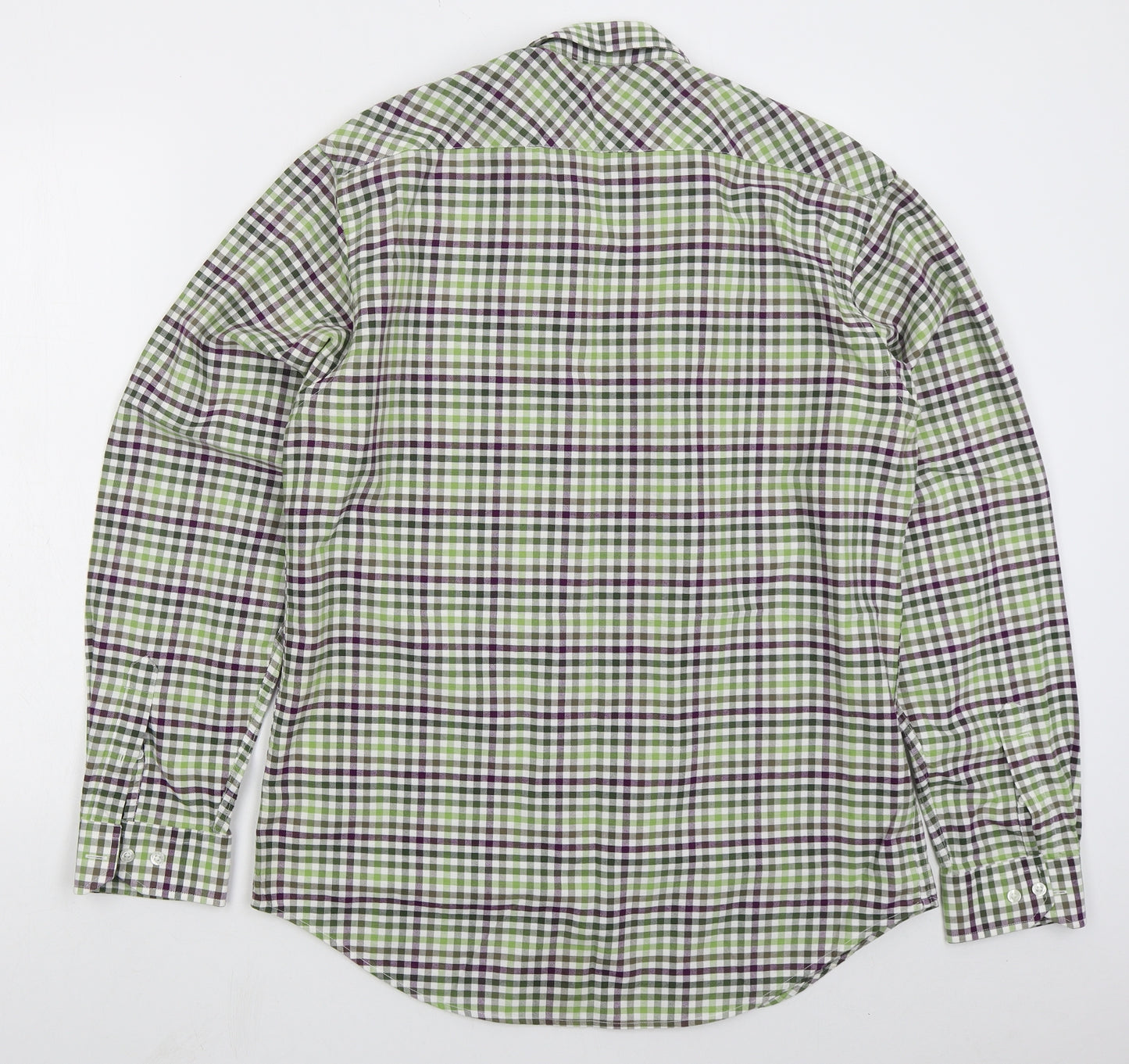 Henri Lloyd Mens Green Check Cotton  Button-Up Size XL Collared Button