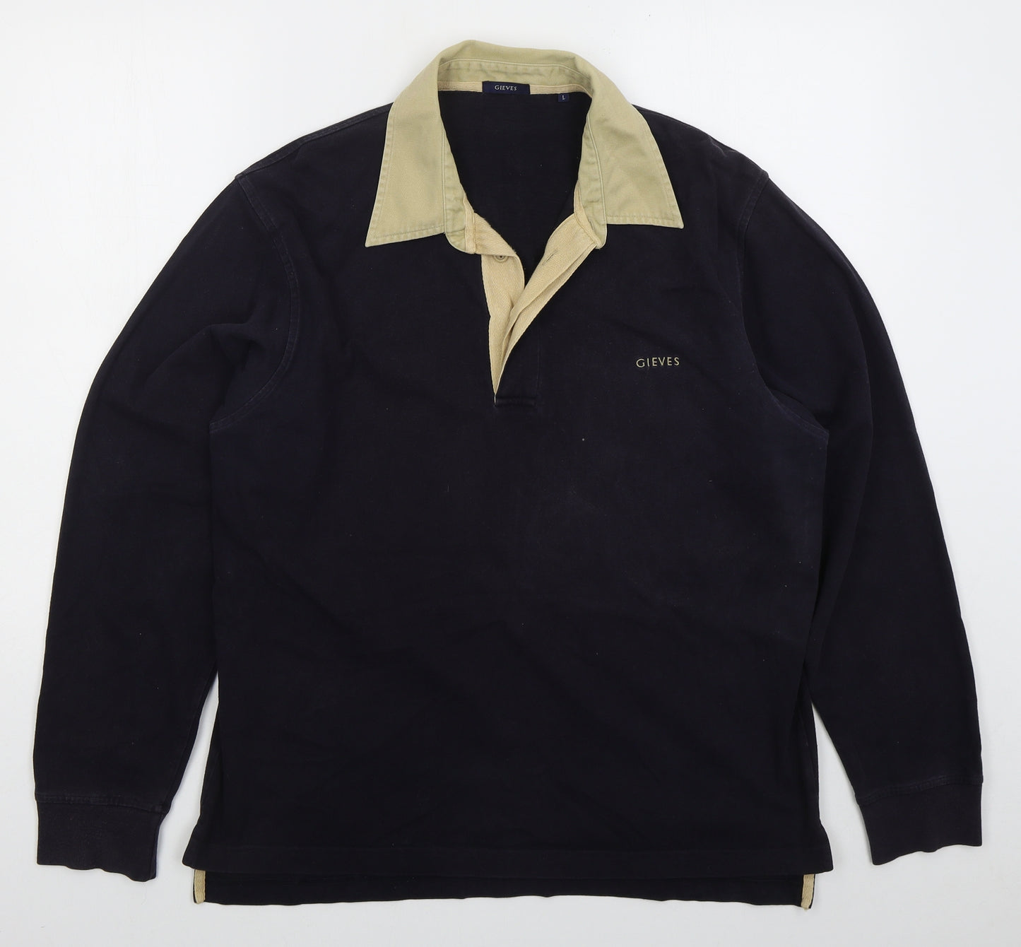 Gieves Mens Blue  Cotton  Polo Size L Collared Pullover