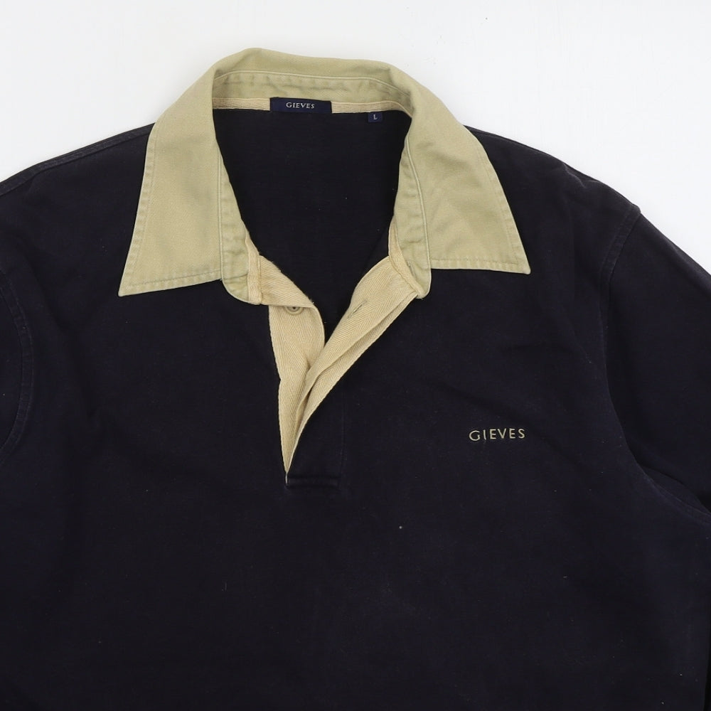 Gieves Mens Blue  Cotton  Polo Size L Collared Pullover