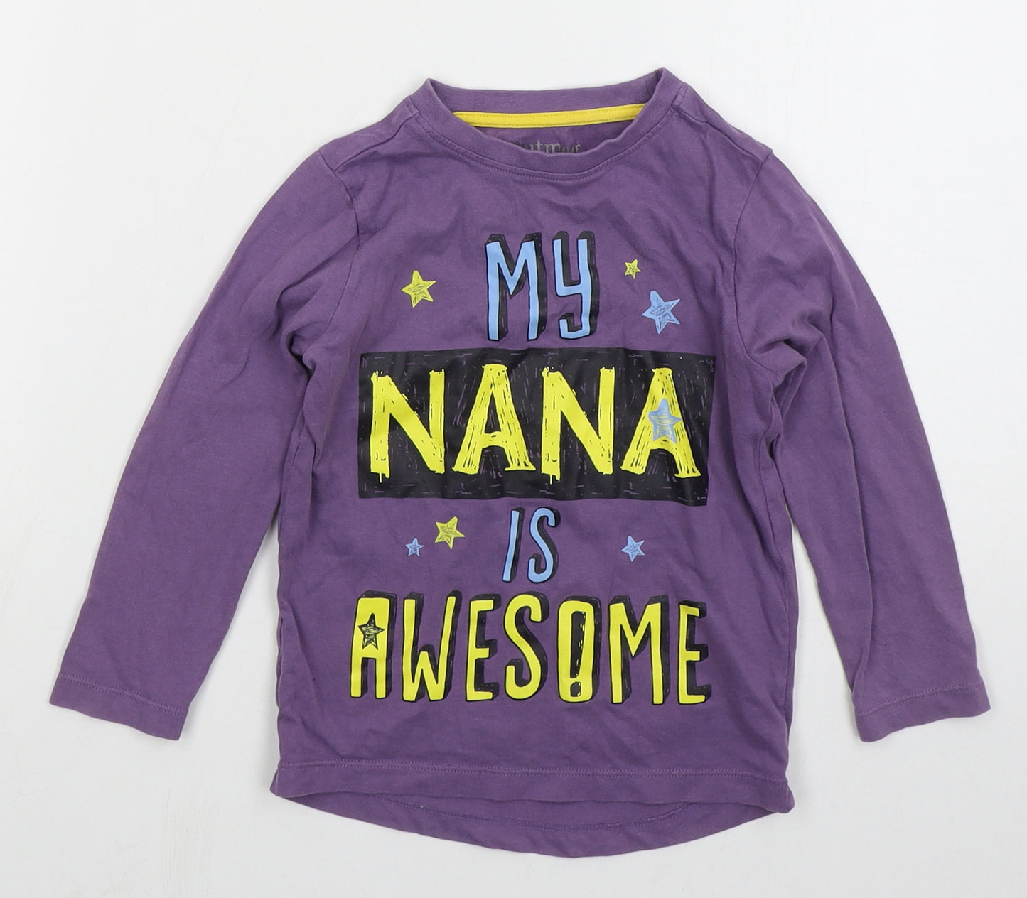 Nutmeg Boys Purple  Cotton Basic T-Shirt Size 3-4 Years Crew Neck Pullover - My Nana Is Awesome