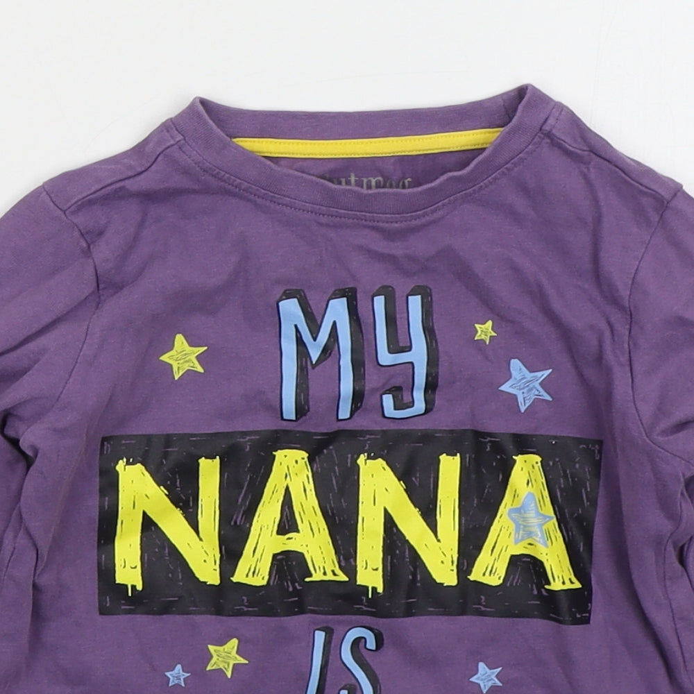 Nutmeg Boys Purple  Cotton Basic T-Shirt Size 3-4 Years Crew Neck Pullover - My Nana Is Awesome