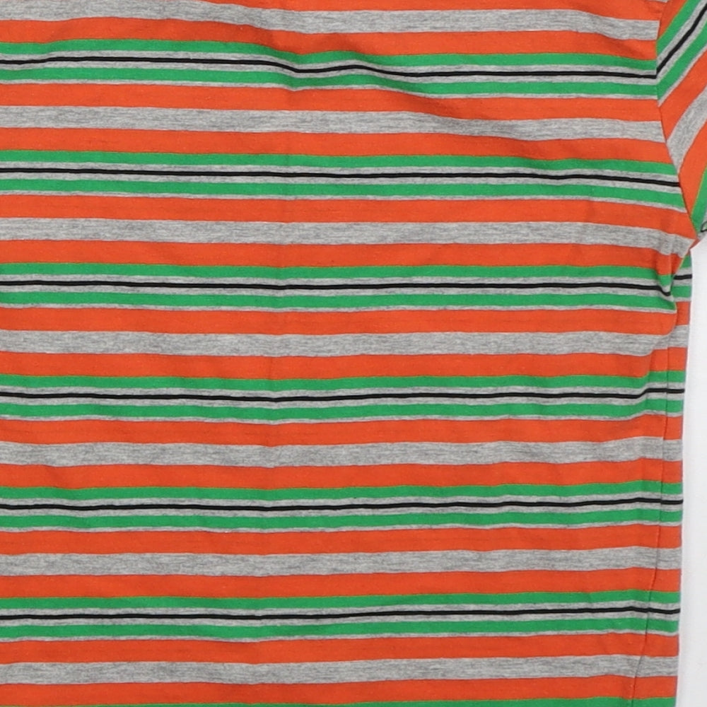 Jeff & co Boys Orange Striped Cotton Basic T-Shirt Size 5-6 Years Crew Neck Pullover