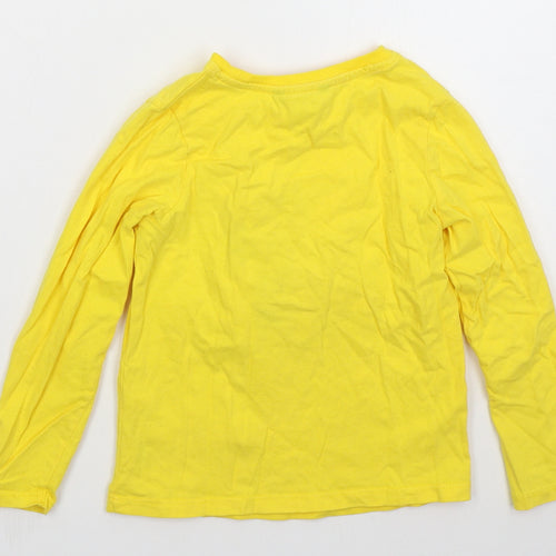 George Girls Yellow  Cotton Basic T-Shirt Size 4-5 Years Crew Neck Pullover - Pudsey