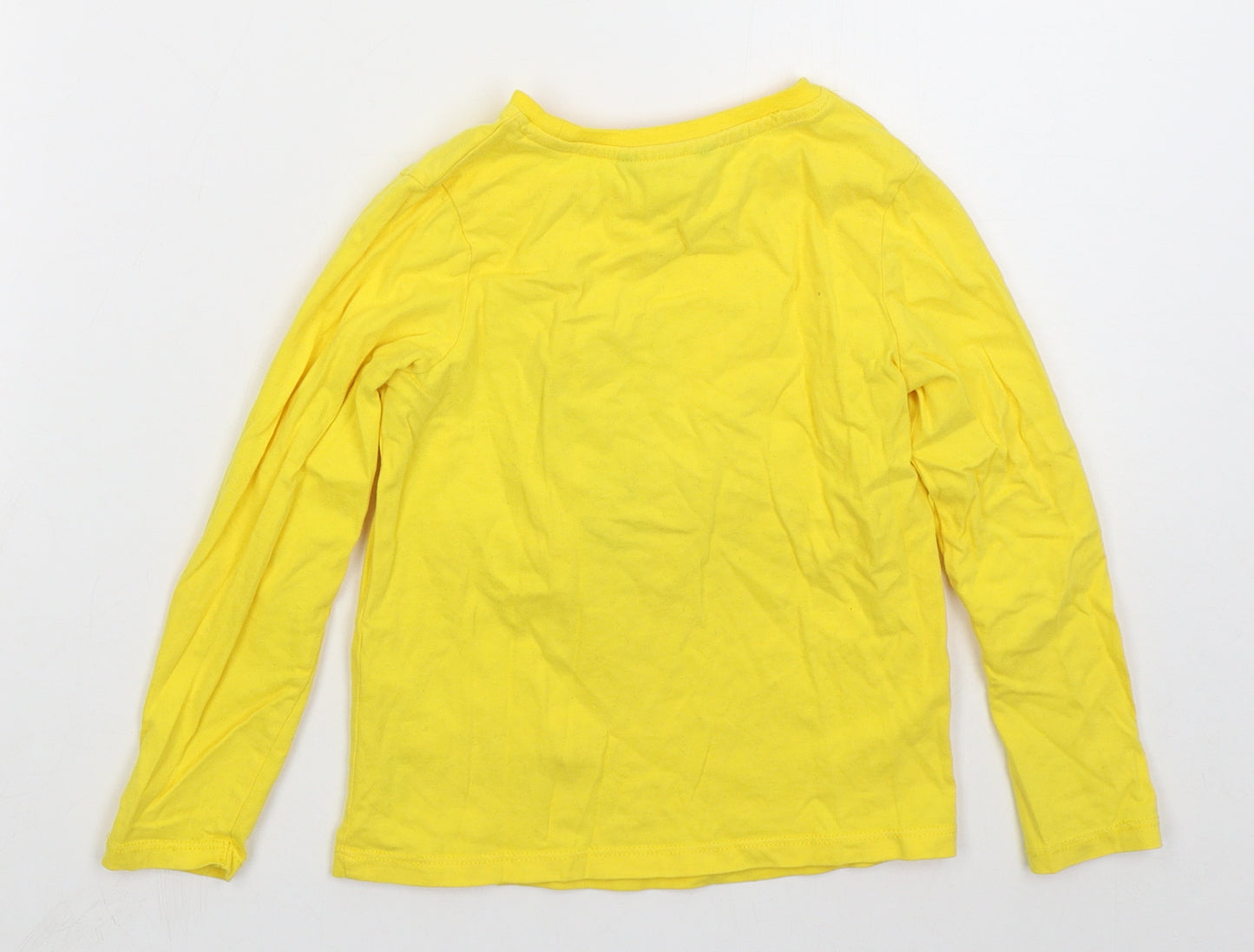 George Girls Yellow  Cotton Basic T-Shirt Size 4-5 Years Crew Neck Pullover - Pudsey