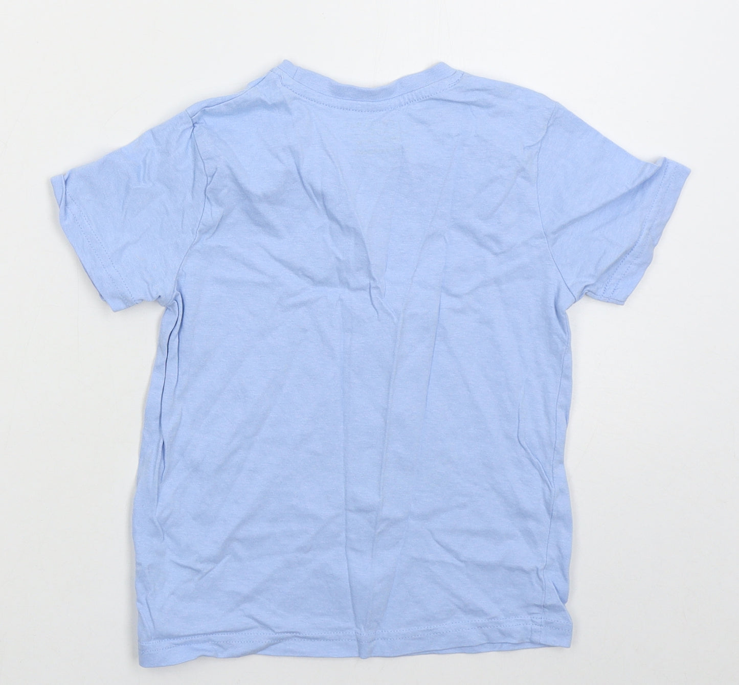 Primark Boys Blue  Cotton Basic T-Shirt Size 5-6 Years Crew Neck Pullover - Sharks