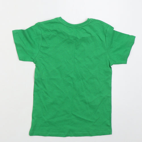 Jeff & Co Boys Green  Cotton Basic T-Shirt Size 5-6 Years Crew Neck Pullover - Monster Truck