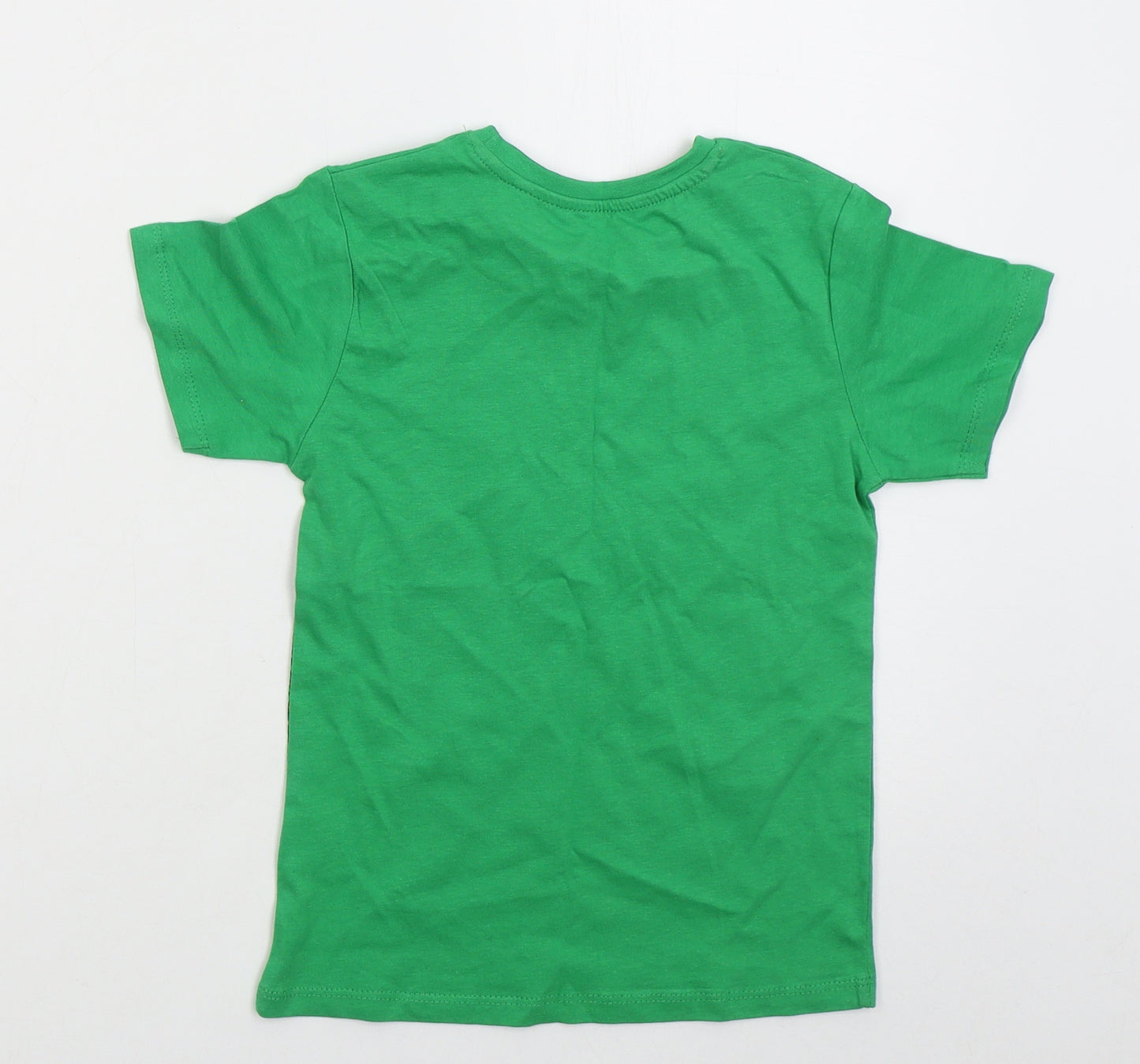 Jeff & Co Boys Green  Cotton Basic T-Shirt Size 5-6 Years Crew Neck Pullover - Monster Truck