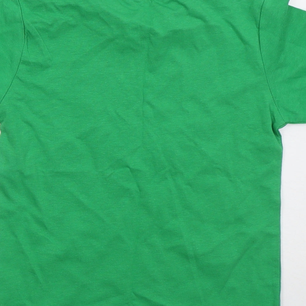 Jeff & Co Boys Green  Cotton Basic T-Shirt Size 5-6 Years Crew Neck Pullover - Monster Truck