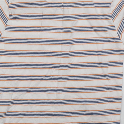 Jeff & Co Boys White Striped Cotton Basic T-Shirt Size 5-6 Years Crew Neck Pullover