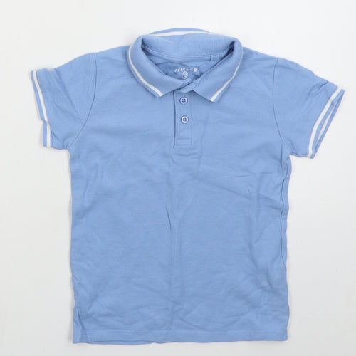 Jeff & co Boys Blue  Cotton Basic Polo Size 5-6 Years Collared Pullover