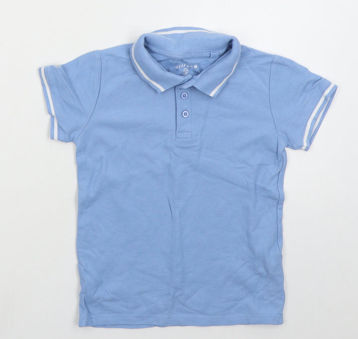 Jeff & co Boys Blue Cotton Basic Polo Size 5-6 Years Collared Pullover