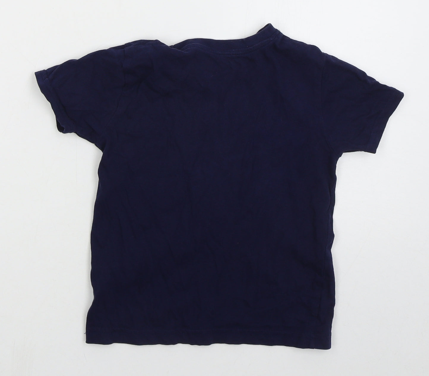 Primark Boys Blue  Cotton Basic T-Shirt Size 4-5 Years Crew Neck Pullover - Skateboarding Monster