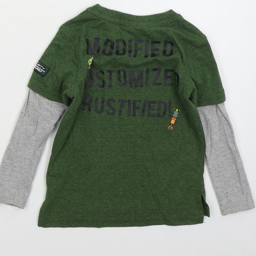 George Boys Green  Cotton Basic T-Shirt Size 2-3 Years Crew Neck Pullover - Rusty