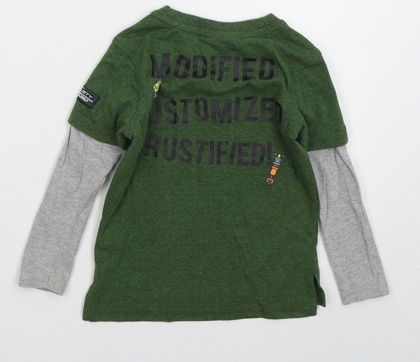 George Boys Green  Cotton Basic T-Shirt Size 2-3 Years Crew Neck Pullover - Rusty