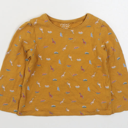 NEXT Boys Orange Geometric 100% Cotton Basic T-Shirt Size 3-4 Years Round Neck Pullover