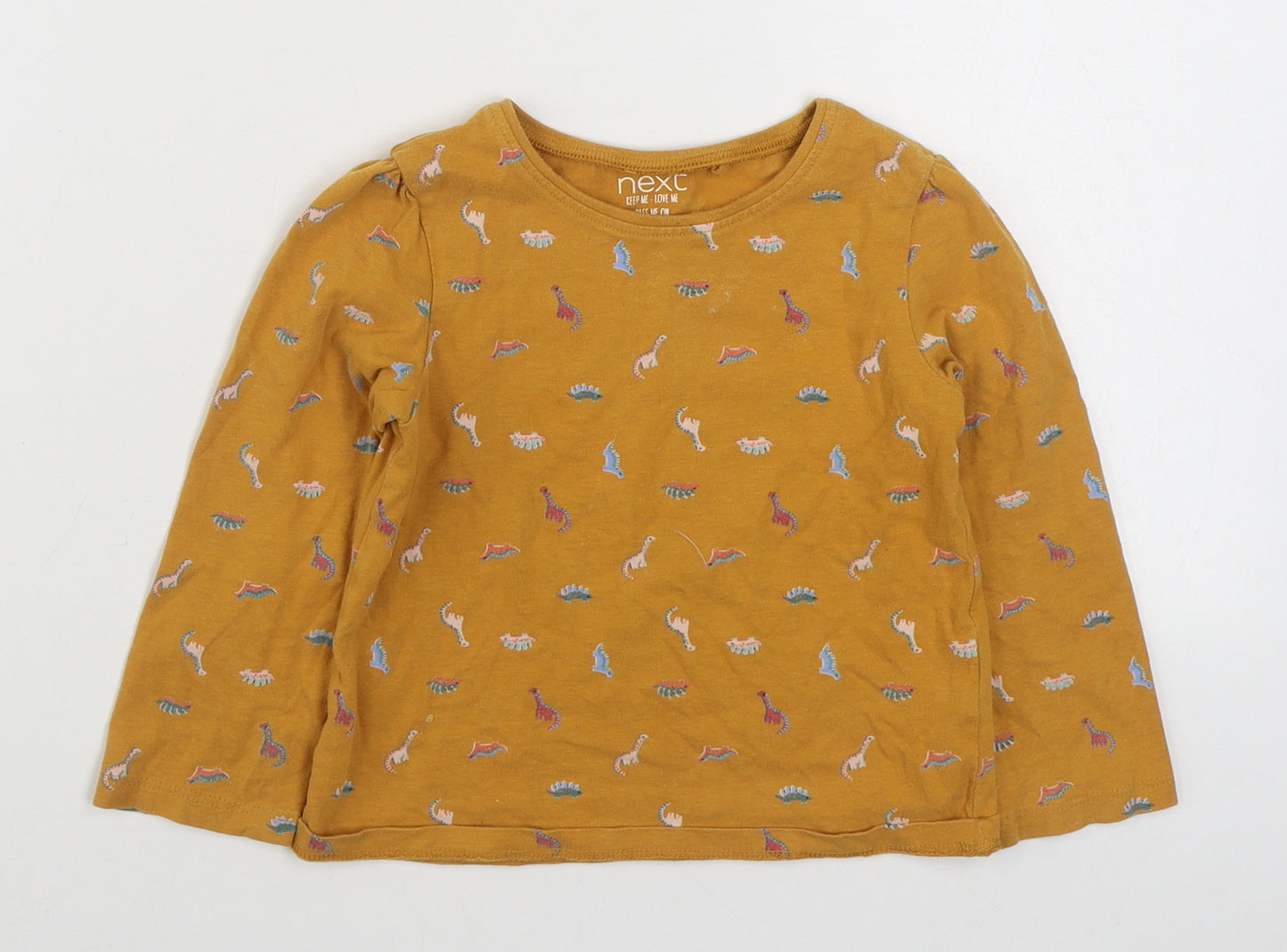 NEXT Boys Orange Geometric 100% Cotton Basic T-Shirt Size 3-4 Years Round Neck Pullover