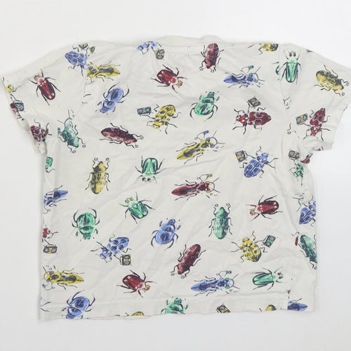 F&F Boys Multicoloured Geometric 100% Cotton Basic T-Shirt Size 3-4 Years Roll Neck Pullover