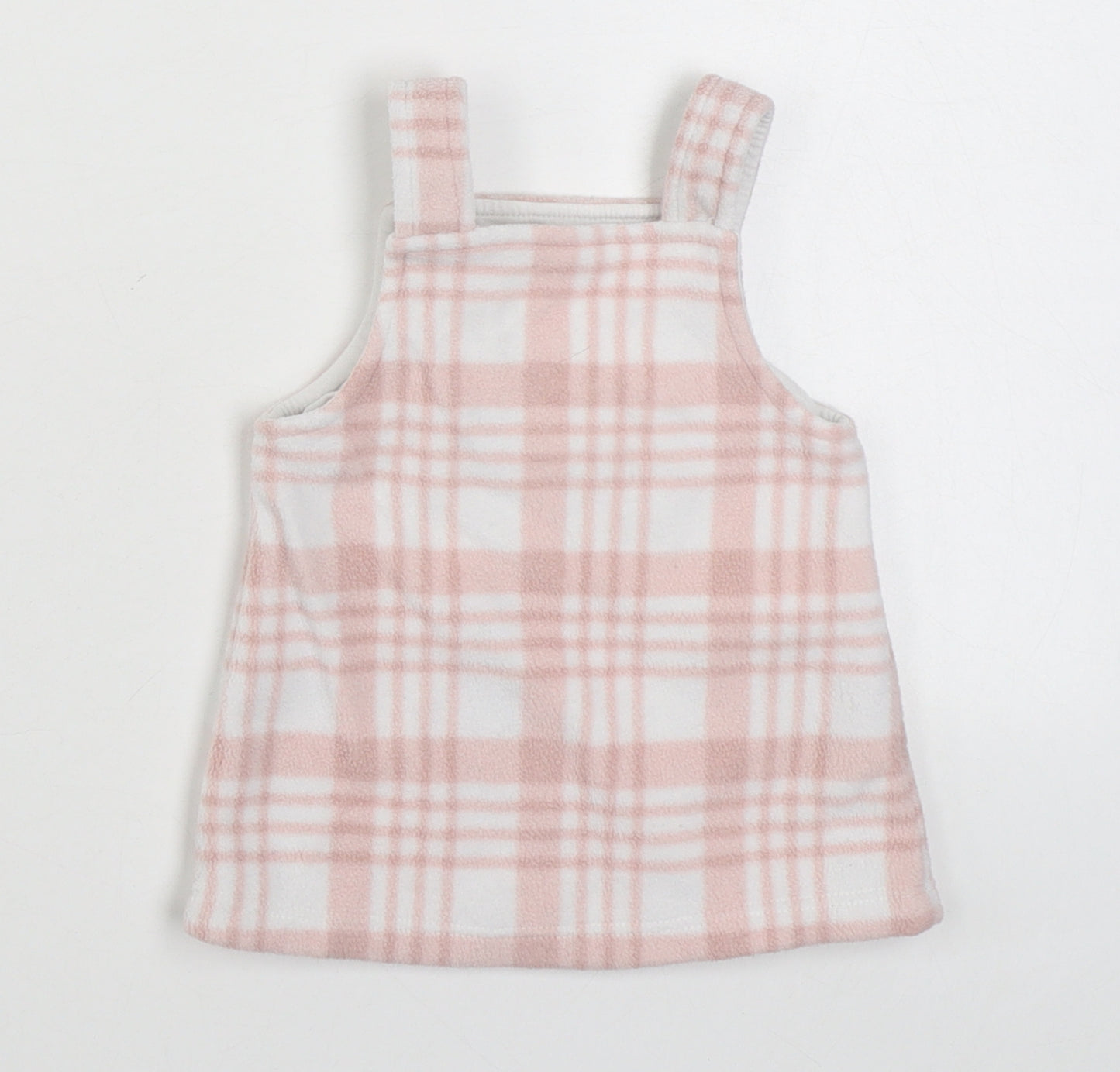George Girls Pink Plaid 100% Polyester Pinafore/Dungaree Dress  Size 0-3 Months  Square Neck Button