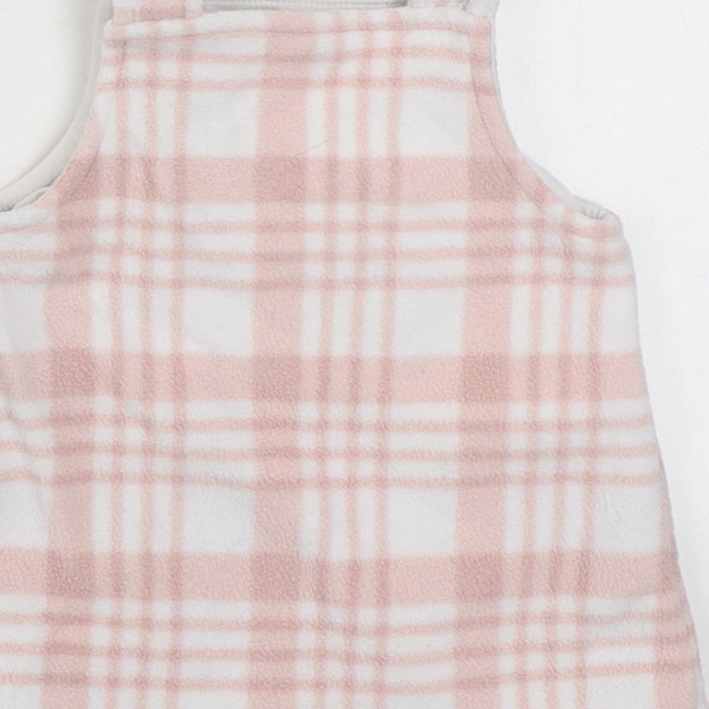 George Girls Pink Plaid 100% Polyester Pinafore/Dungaree Dress  Size 0-3 Months  Square Neck Button