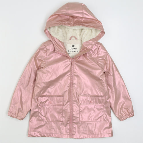 F&F Girls Pink   Rain Coat Coat Size 5-6 Years  Zip