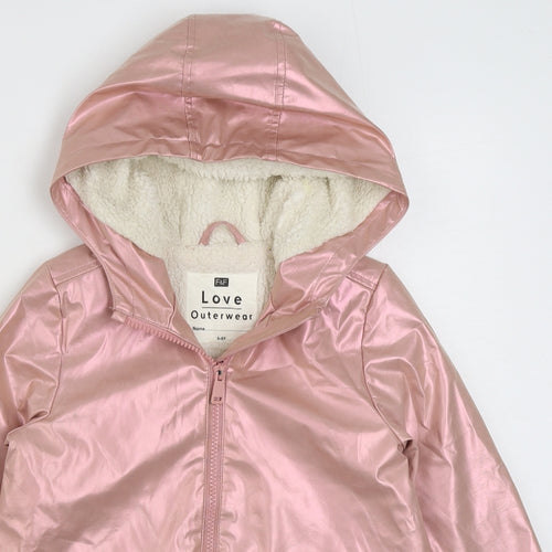 F&F Girls Pink   Rain Coat Coat Size 5-6 Years  Zip