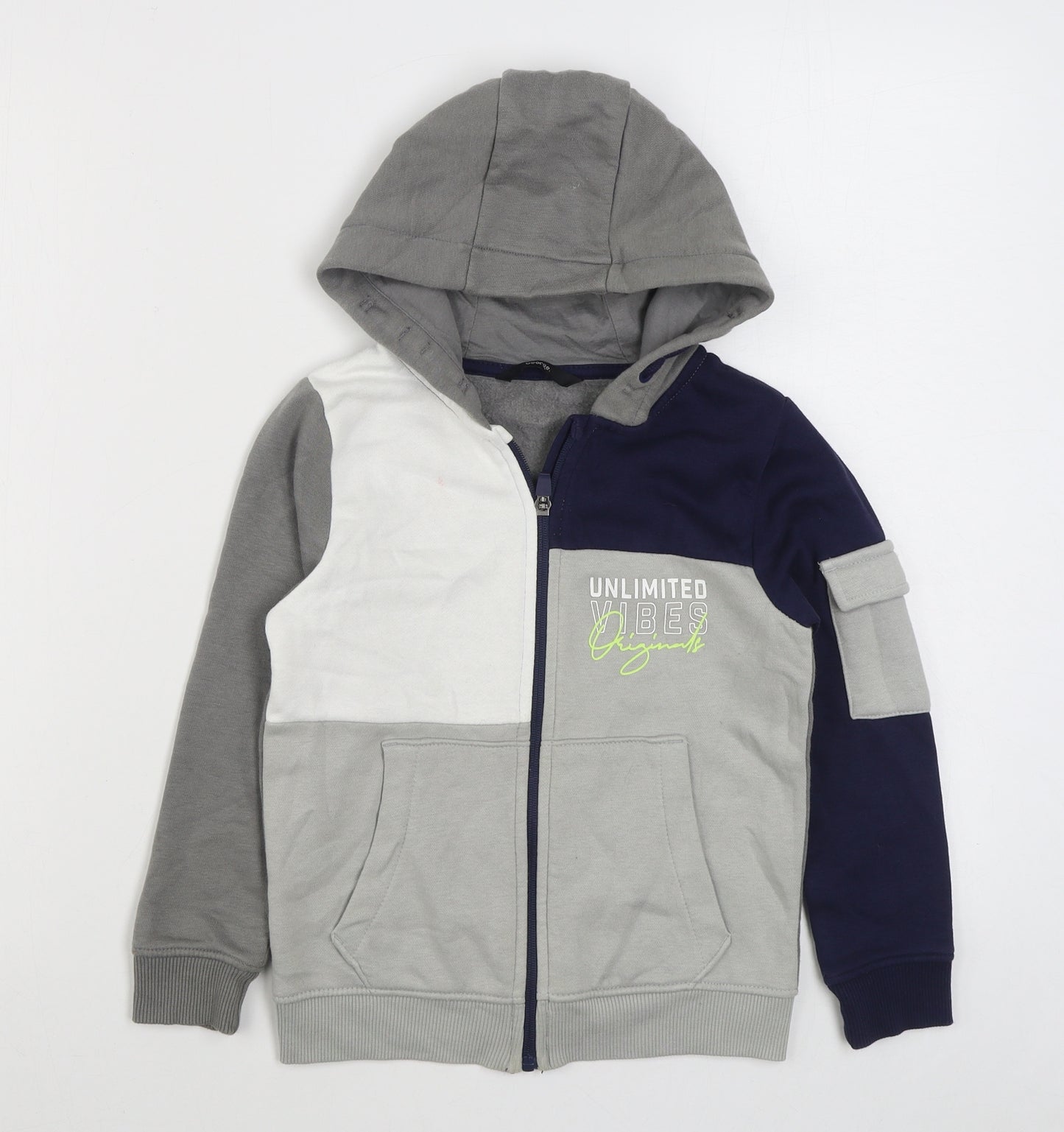 George Boys Grey  Cotton Full Zip Hoodie Size 6-7 Years  Zip