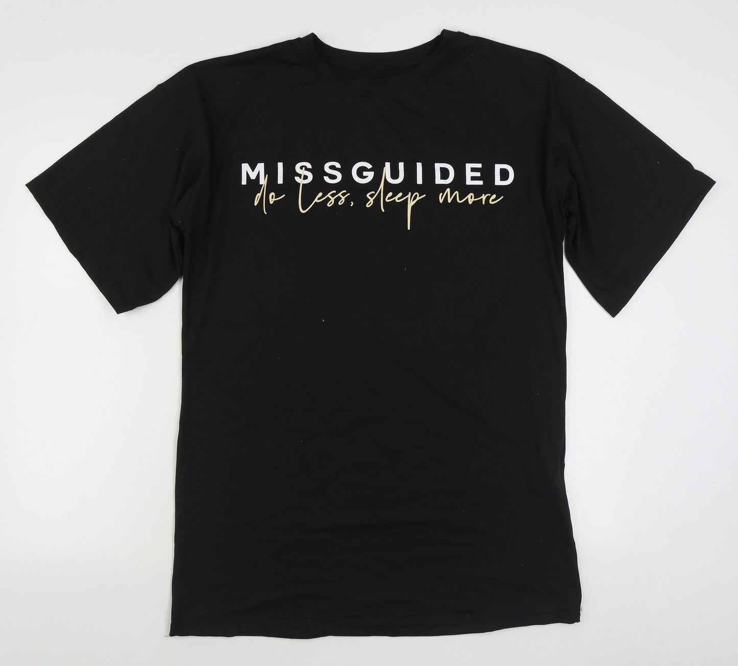 Missguided Womens Black Solid Cotton Top Nightshirt One Size