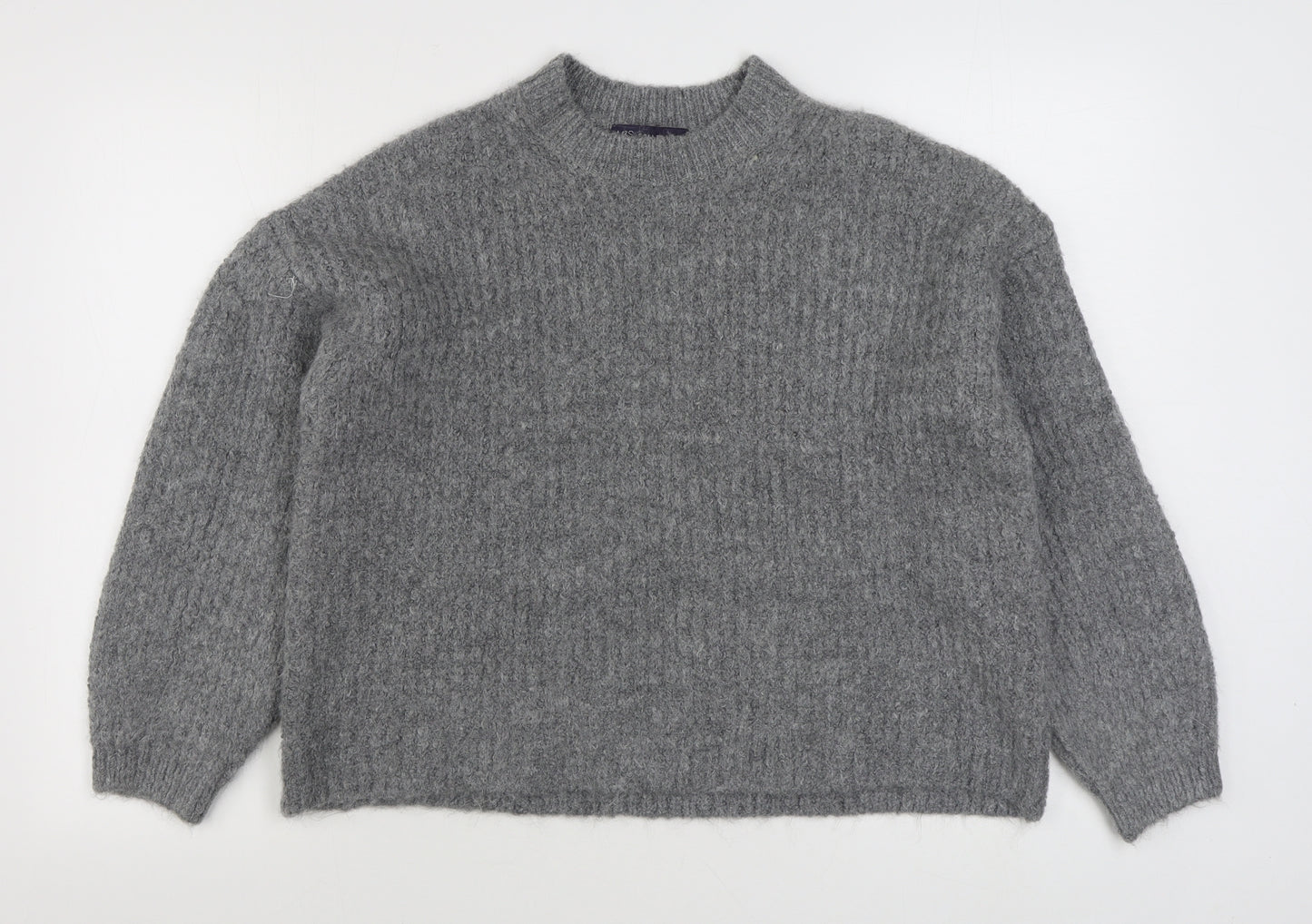 Marks and Spencer Womens Grey High Neck  Acrylic Pullover Jumper Size M