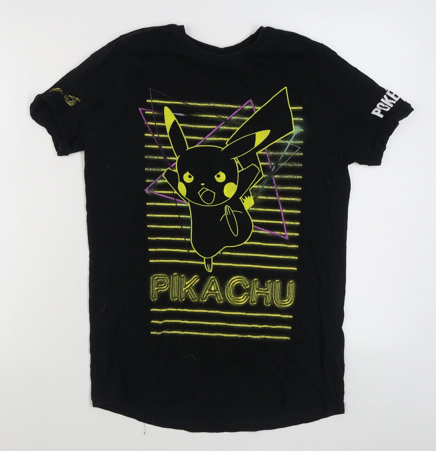 F&F Boys Black  100% Cotton Basic T-Shirt Size 13-14 Years Round Neck Pullover - Pokemon