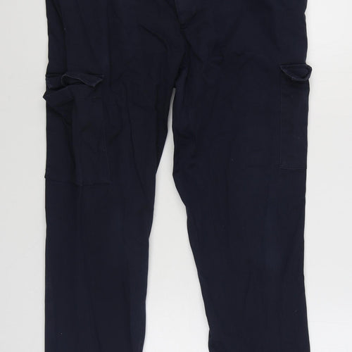 Burton Mens Blue  Cotton Cargo Trousers Size 38 in L28 in Regular Zip
