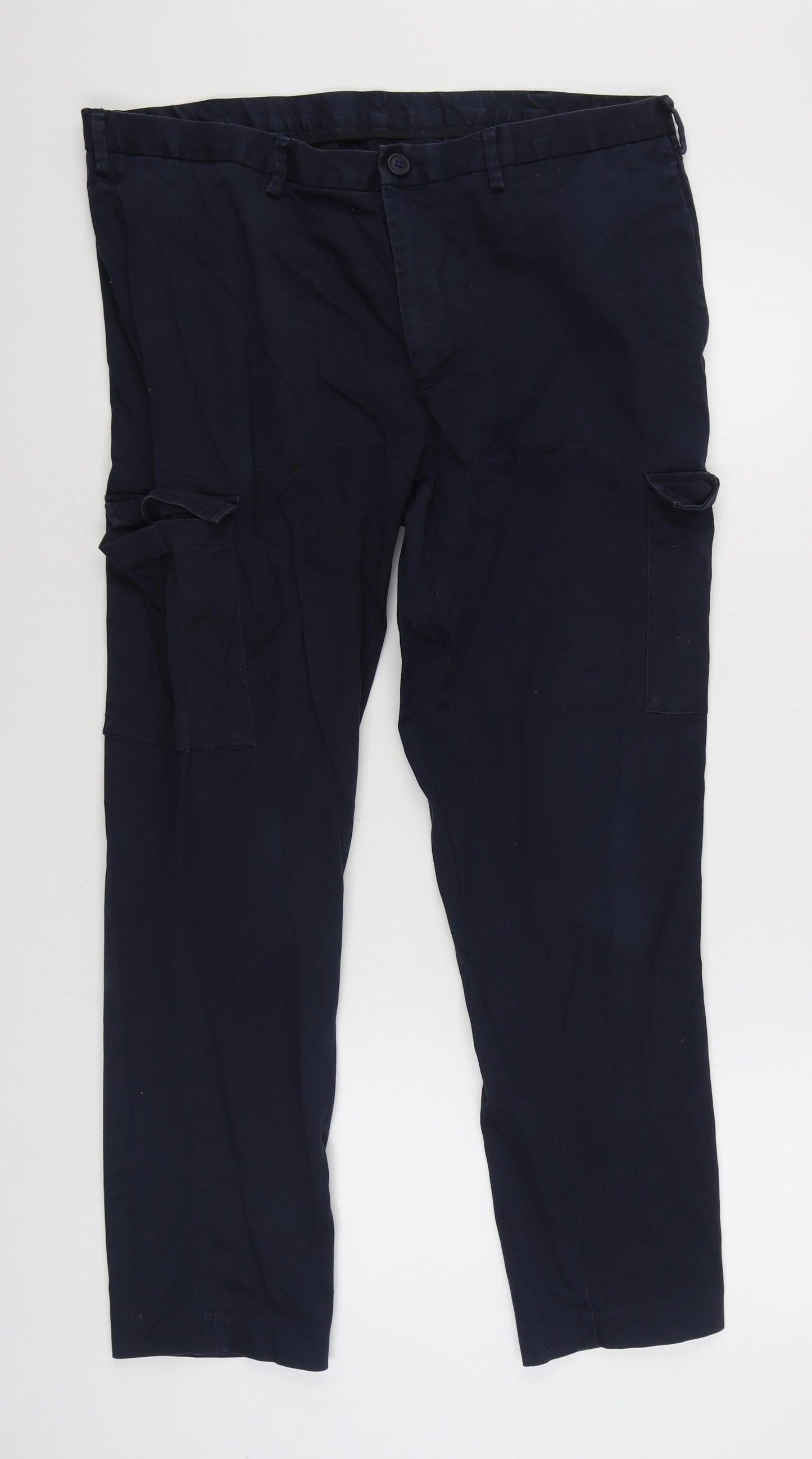 Burton Mens Blue  Cotton Cargo Trousers Size 38 in L28 in Regular Zip