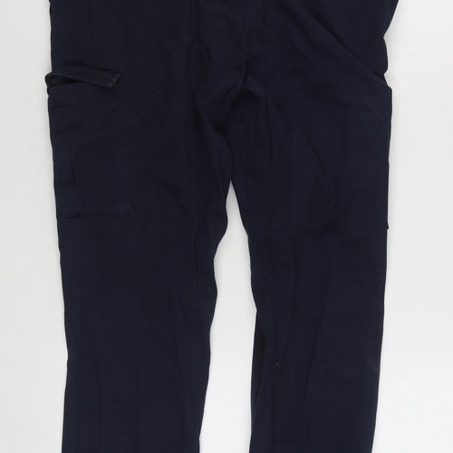 Burton Mens Blue  Cotton Cargo Trousers Size 38 in L28 in Regular Zip