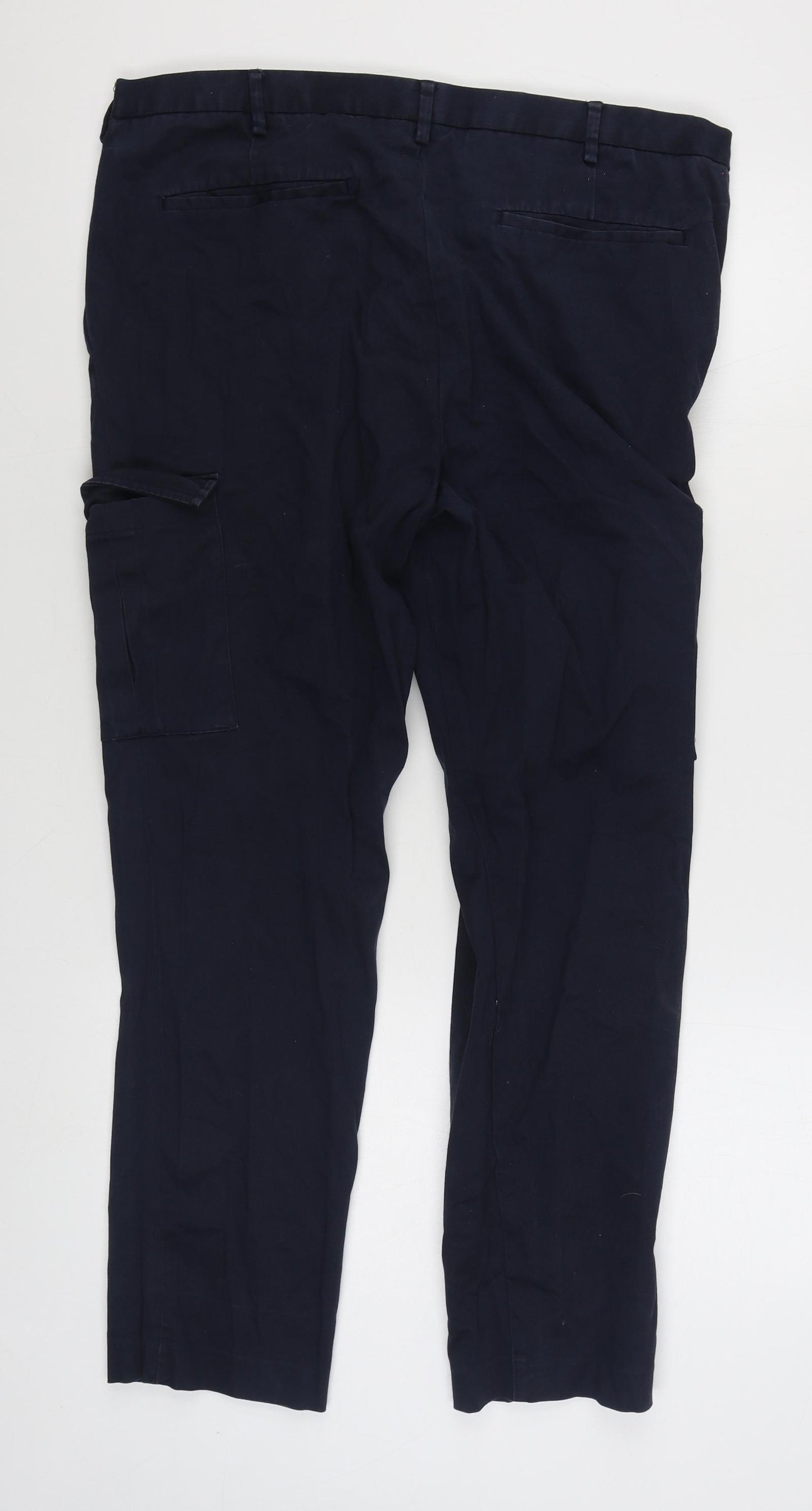 Burton Mens Blue  Cotton Cargo Trousers Size 38 in L28 in Regular Zip