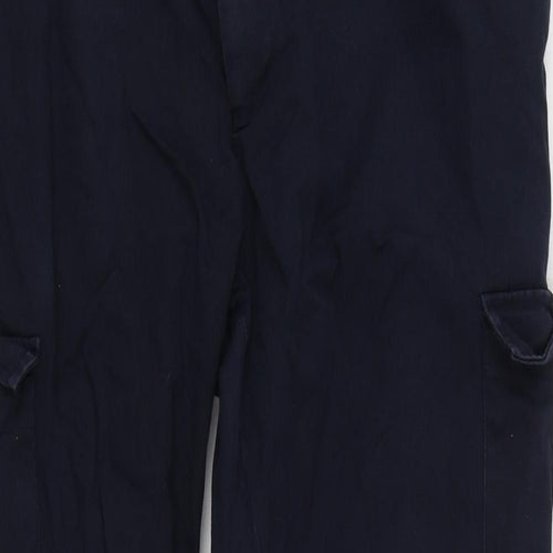 Burton Mens Blue  Cotton Cargo Trousers Size 38 in L28 in Regular Zip