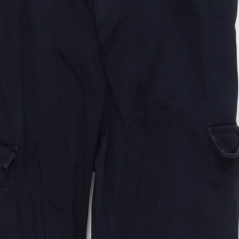 Burton Mens Blue  Cotton Cargo Trousers Size 38 in L28 in Regular Zip