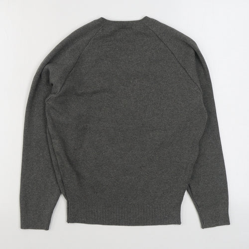 Burton Mens Grey V-Neck  Cotton Pullover Jumper Size S