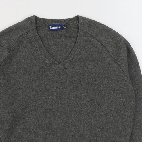 Burton Mens Grey V-Neck  Cotton Pullover Jumper Size S