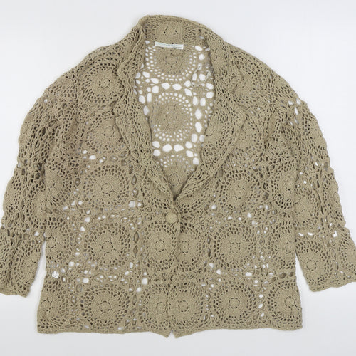 Matalan Womens Beige V-Neck  100% Cotton Cardigan Jumper Size 20