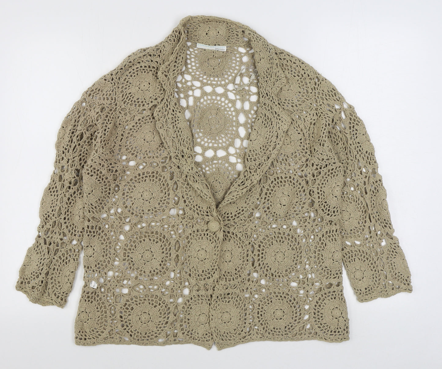 Matalan Womens Beige V-Neck  100% Cotton Cardigan Jumper Size 20