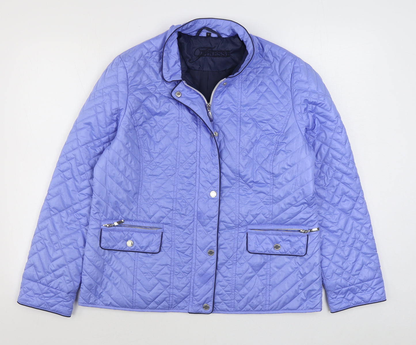 Finesse Womens Purple   Quilted Coat Size 12  Zip