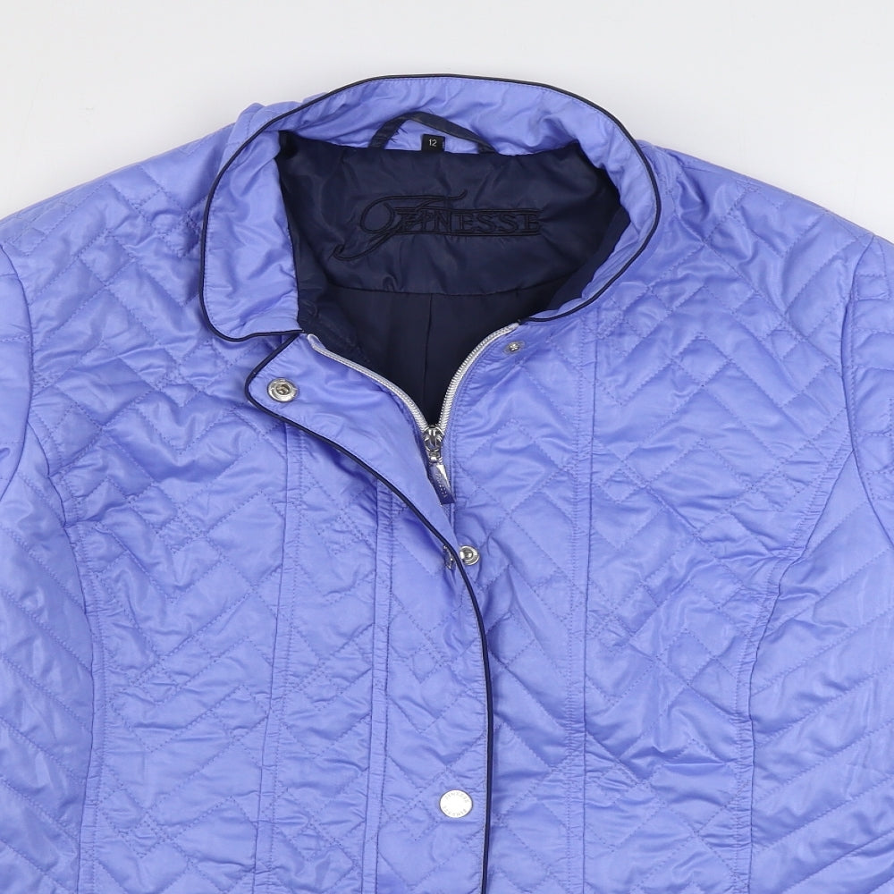 Finesse Womens Purple   Quilted Coat Size 12  Zip