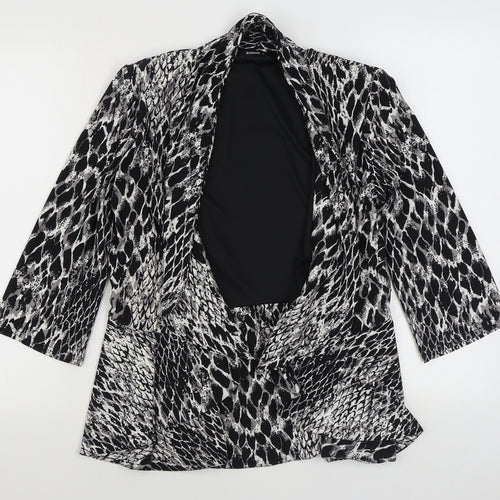 Roman Womens Black Animal Print  Jacket Blazer Size 12