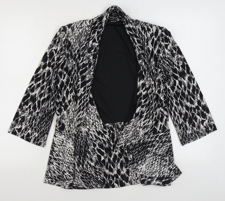 Roman Womens Black Animal Print Jacket Blazer Size 12
