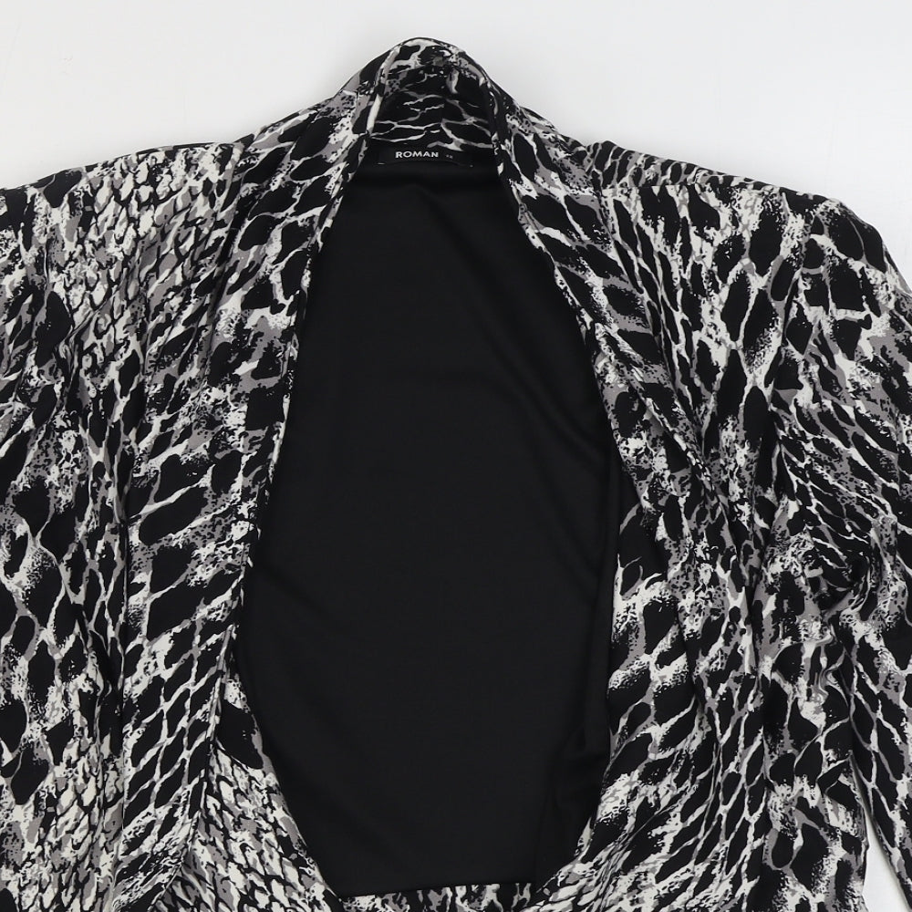 Roman Womens Black Animal Print  Jacket Blazer Size 12