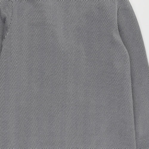 Anne De Lancay Womens Black Striped  Overcoat Coat Size 14  Button
