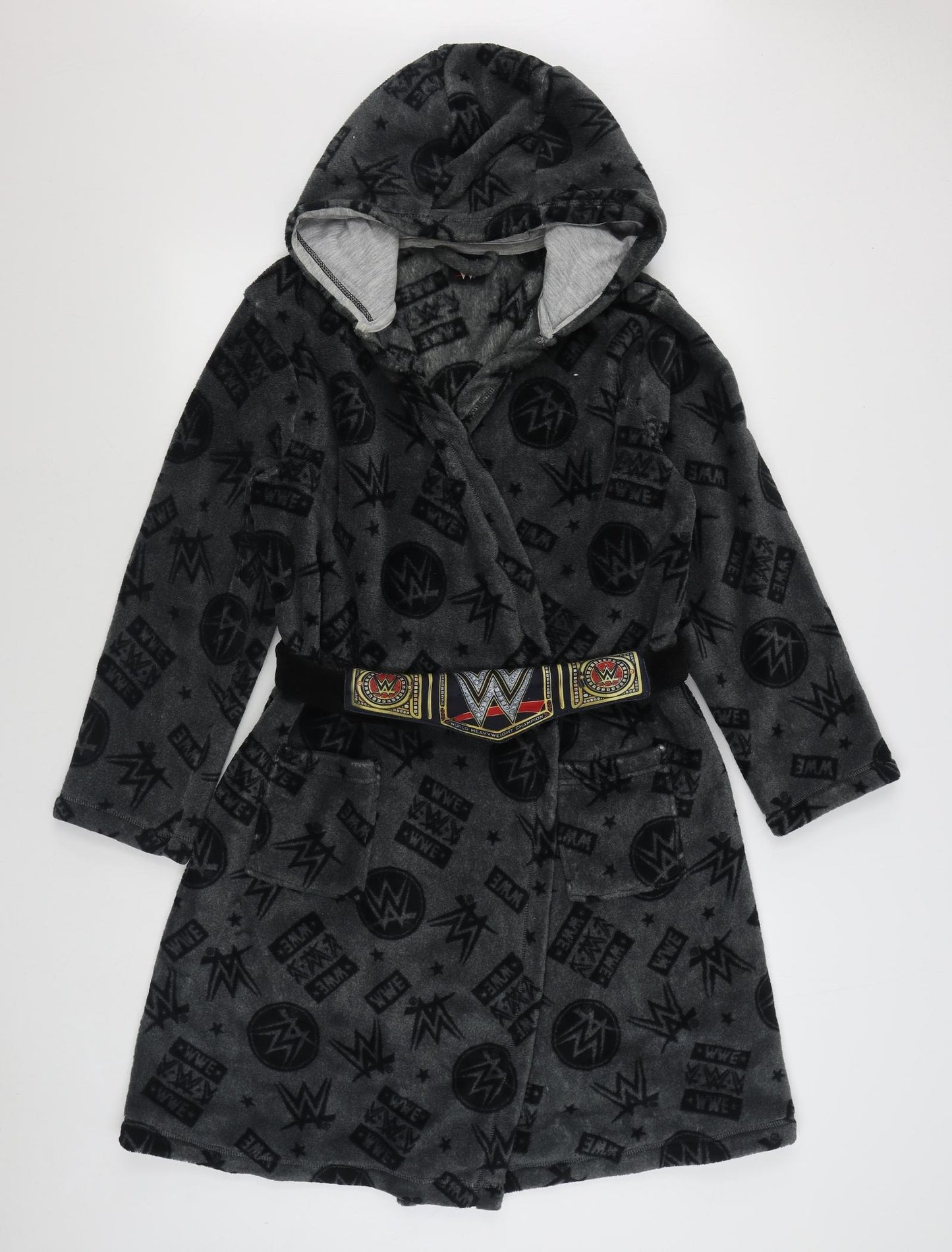 George Boys Grey Geometric Polyester  Gown Size 13-14 Years  Hook & Loop - WWE Wrestling