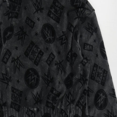 George Boys Grey Geometric Polyester  Gown Size 13-14 Years  Hook & Loop - WWE Wrestling