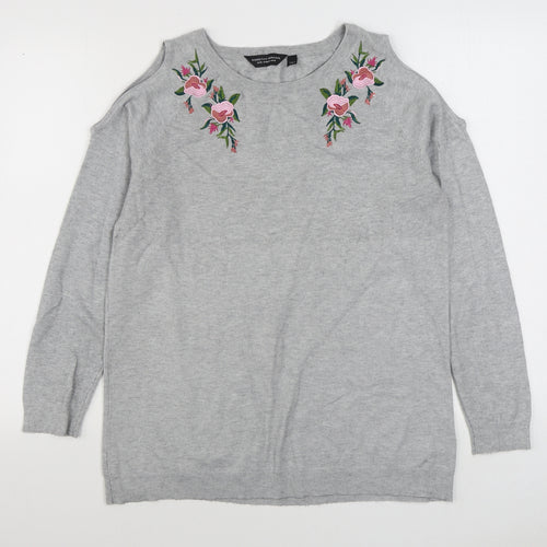 Dorothy Perkins Womens Grey Round Neck  Viscose Pullover Jumper Size 16