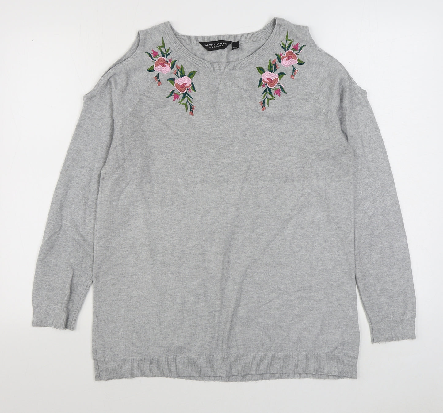 Dorothy Perkins Womens Grey Round Neck  Viscose Pullover Jumper Size 16